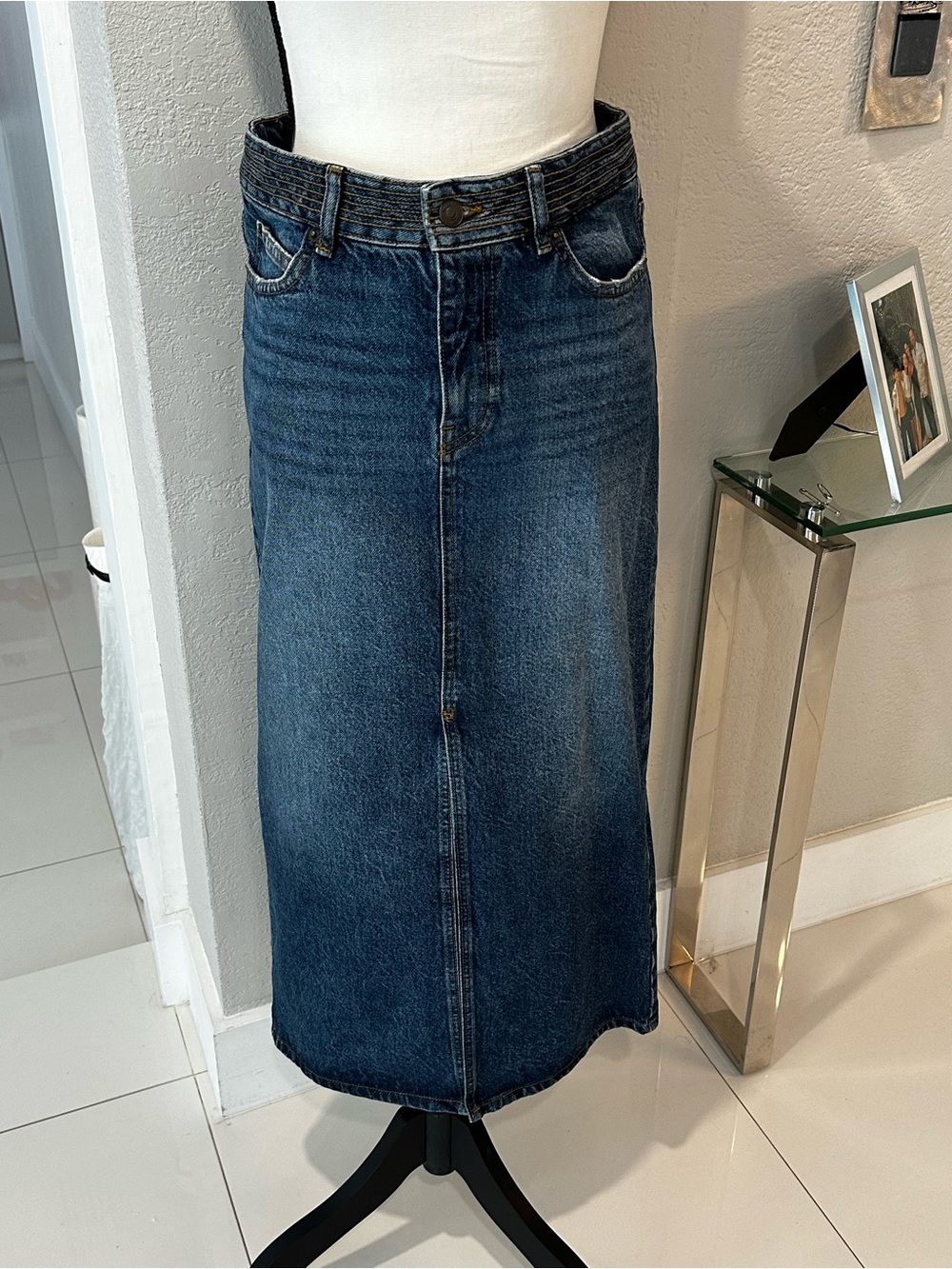 ba&sh Dark Blue Denim Maxi Skirt